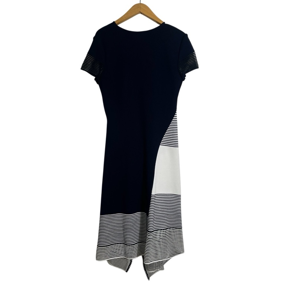 ST. JOHN Colorblock Tech Knit Short Sleeve Midi Dress - Picture 3 of 14